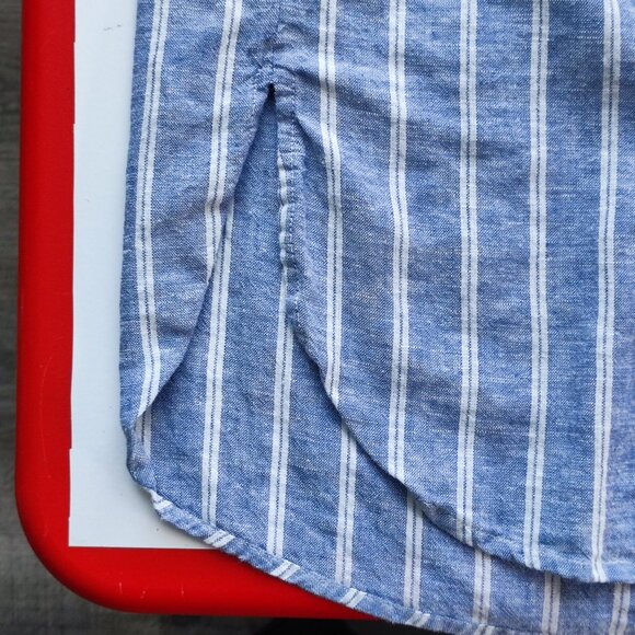 Lord And Taylor Midi Dress women's size L bluish grey white stripes sleeveless - Picture 9 of 11